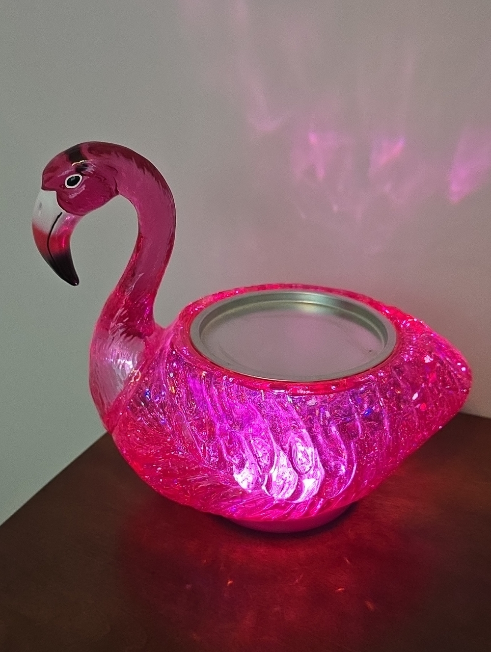 Lightup Pink Flamingo 3 Wick Candle Holder